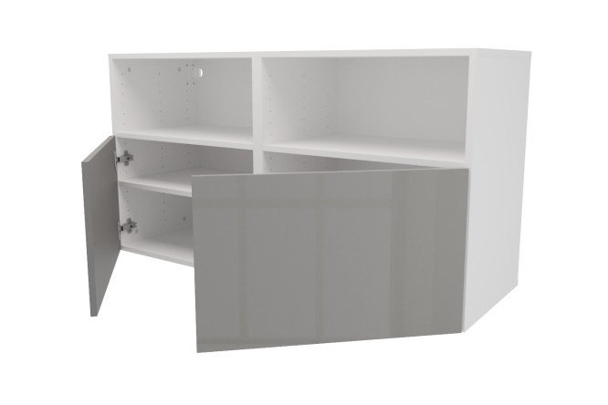 Cabinet with shelves and doors Oscar Amika 120x64, white / dusty gray gloss
