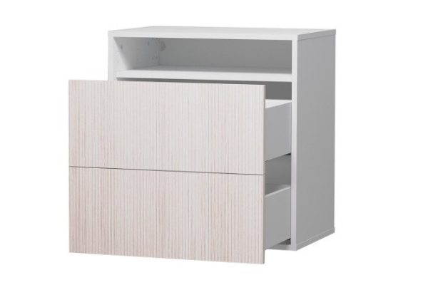 Cabinet with two drawers and shelf Oscar Grevy 60x64 cm with push to open, white/Cadena light