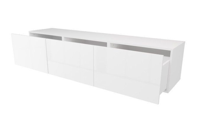 Cabinet with drawers Oscar Amika 180x38 with push to open, white / white gloss