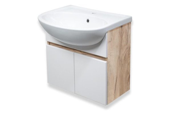 Hanging cabinet RUNO Lada 00-00001370 49.3 cm, frame color crafted oak, facade white