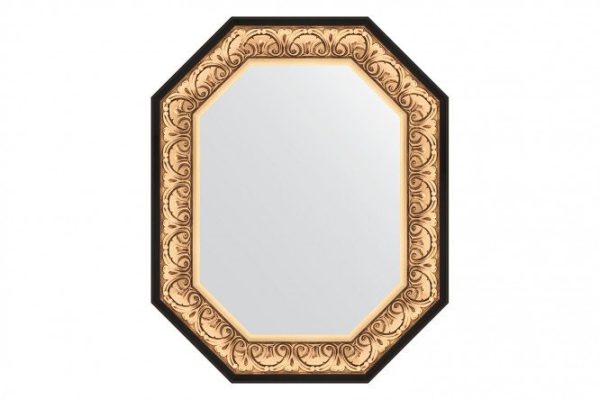 Wall mirror in a baguette frame EVOFORM Polygon BY 7242, baroque gold 65x80 cm