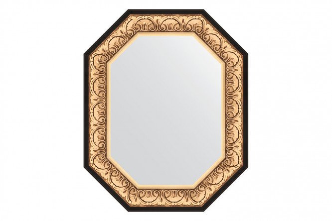 Wall mirror in a baguette frame EVOFORM Polygon BY 7242, baroque gold 65x80 cm