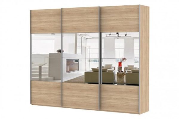 3-door wardrobe Comet 270x240 cm Bardolino oak, Bardolino oak fronts, mirror