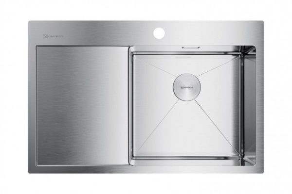Inset sink with wing OMOIKIRI Akisame 78-IN-R 4973061, stainless steel 78x51x20 cm