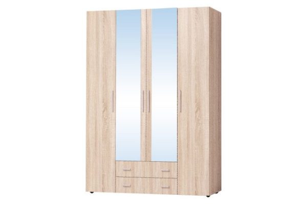 Wardrobe for clothes and linen Cancun 160x230x57.9 cm, Sonoma oak, with 2 mirrors