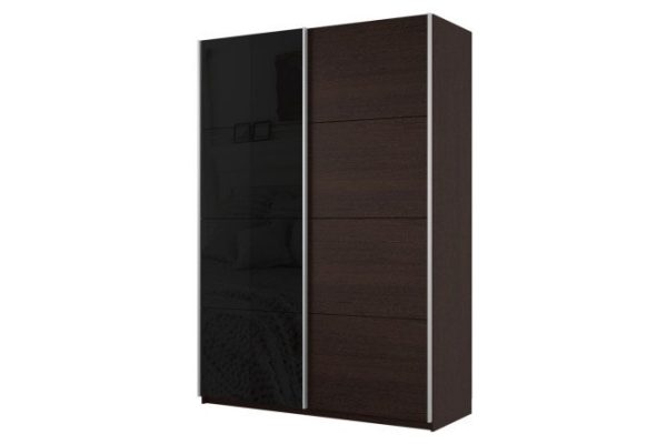 Sliding wardrobe 2-door Cors 120x230 cm, wenge, wenge facade, black