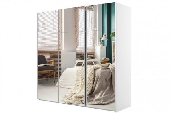 Sliding wardrobe 3-door Comet 240x240 cm white snow, mirror fronts