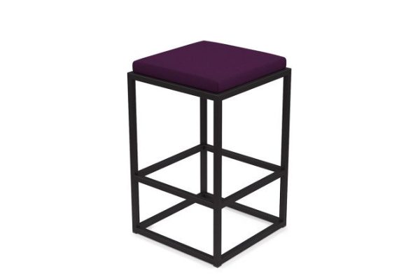 Bar stool Horeca Verm 40x65x40 cm, upholstery color purple, legs black