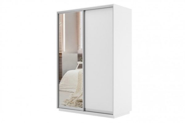 Sliding wardrobe 2-door Slide 160x220x60 cm, white snow, with one mirror