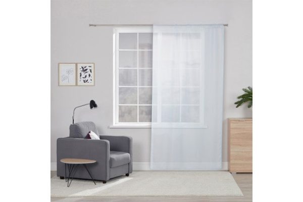 Tulle with ribbon MITTE Emma 140x260 cm, 1 piece, blue