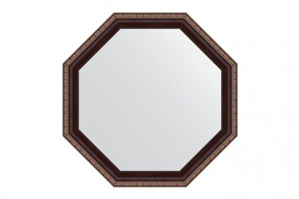 Wall mirror in a baguette frame EVOFORM Octagon BY 7396, mahogany with ornament 54x54 cm