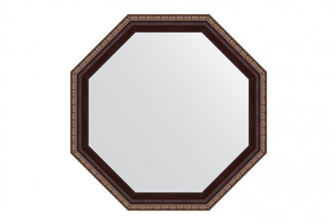 Wall mirror in a baguette frame EVOFORM Octagon BY 7396, mahogany with ornament 54x54 cm