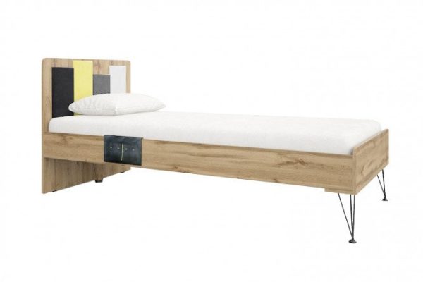 Bed Alexandria 90x200 cm color Irish oak, white, sunlight, anthracite