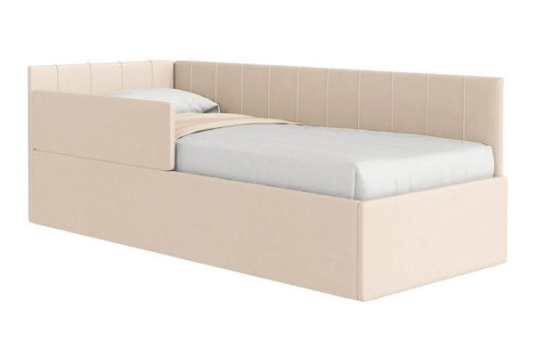 Bed with a lifting mechanism Mika with a side 90x200 cm color light beige