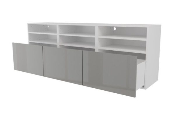 Cabinet 6 shelves and 3 drawers Oscar Amika 180x64 with closers, white / dusty gray gloss