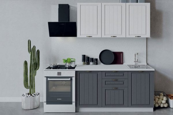 Kitchen set Lina 150x213.2x47.8 cm, frame color white, facade white, graphite
