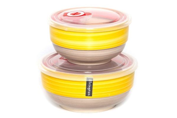 Set of airbrush salad bowls with lids