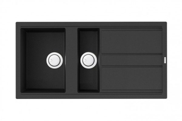 Inset sink with wing OMOIKIRI Kitagawa 100-2-GB 4993805, graphite 100x51x20 cm