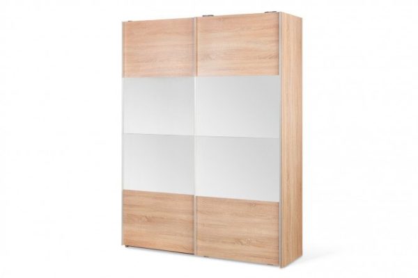 Sliding wardrobe 2-door Comet 200x240 cm Bardolino oak, Bardolino oak facades, mirror