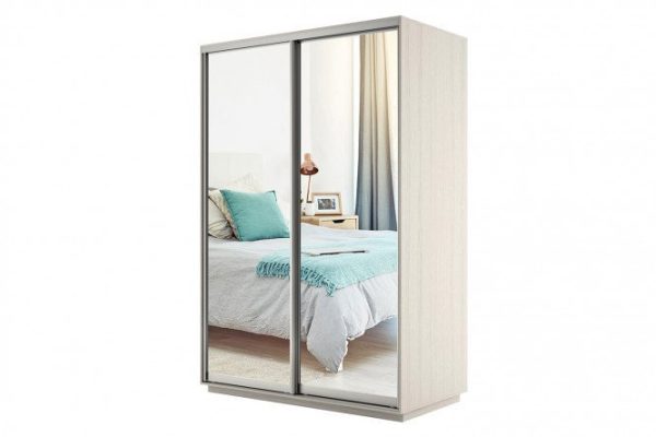 Sliding wardrobe 2-door Slide 120x240x60 cm, light Shimo ash, with two mirrors