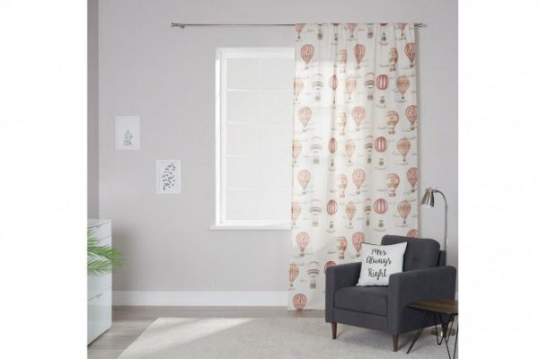 Children's curtain with ribbon MICASA Leoni 1 piece, beige, red, 150x280 cm