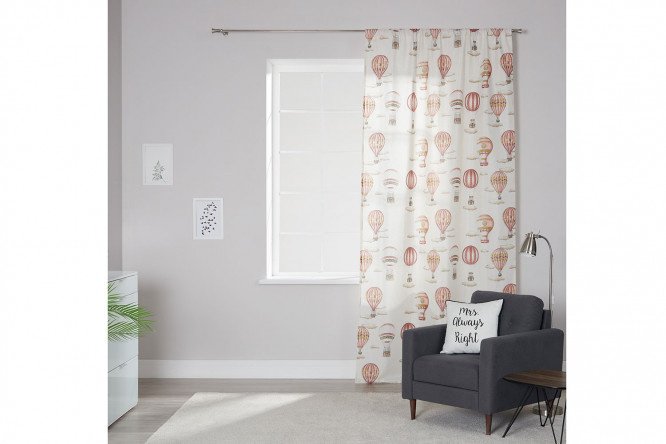 Children's curtain with ribbon MICASA Leoni 1 piece, beige, red, 150x280 cm