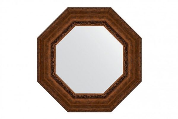 Wall mirror in a baguette frame EVOFORM Octagon BY 7392, aged bronze with ornament 67x67 cm