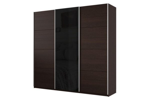 Sliding wardrobe 3-door Cors 180x230 cm, wenge, wenge facade, black