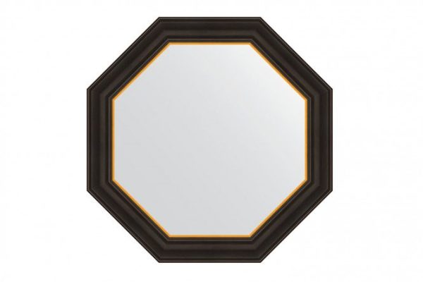 Wall mirror in a baguette frame EVOFORM Octagon BY 3875, ebony with gold 64x64 cm