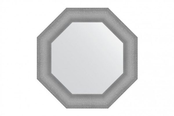 Wall mirror in a baguette frame EVOFORM Octagon BY 7404, silver chain mail 61x61 cm