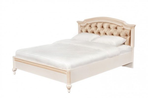 Marlene bed cream white, beige-gold 180x200 cm