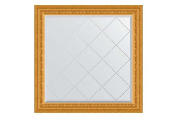 Wall mirror with engraving in a baguette frame EVOFORM gold leaf 105x105 cm