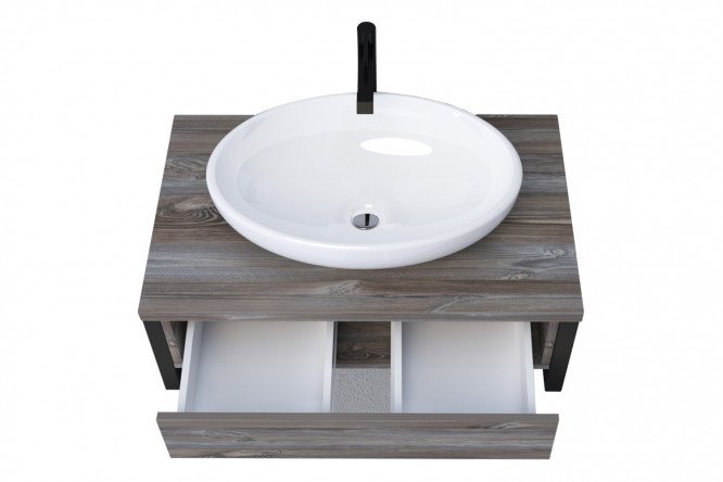 Cabinet 1Marka Grunge Loft 80 cm, Namibia oak color, black