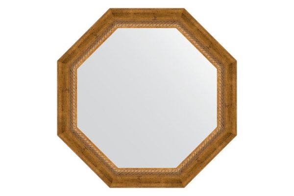 Wall mirror in a baguette frame EVOFORM Octagon BY 3674, aged bronze with wickerwork 63x63 cm