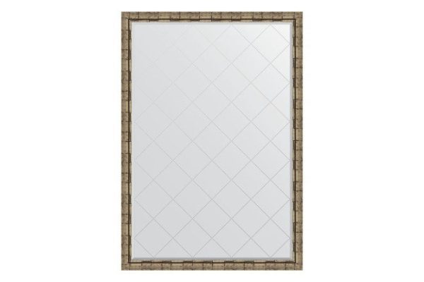 Wall mirror with engraving in a baguette frame EVOFORM BY 4480 silver bamboo 128x183 cm