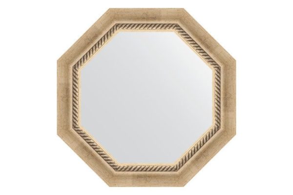 Wall mirror in a baguette frame EVOFORM Octagon BY 3754, aged silver with weaving 53.2x53.2 cm