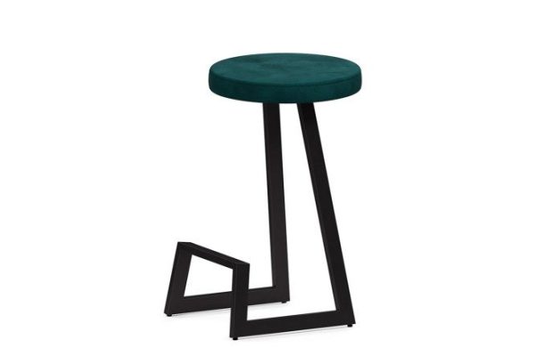 Bar stool Horeca Cors 38x65x38 cm, upholstery color dark green, legs black