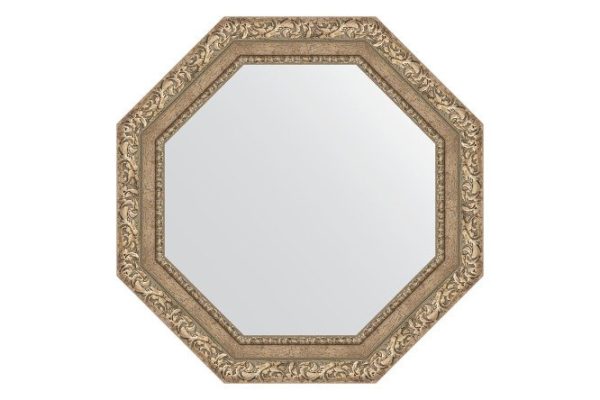 Wall mirror in a baguette frame EVOFORM Octagon BY 3776, antique silver vignette 65.4x65.4 cm