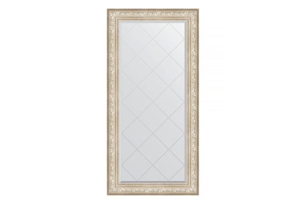 Wall mirror with engraving in a baguette frame EVOFORM vignette silver 80x162 cm
