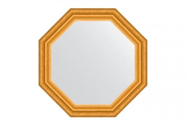 Wall mirror in a baguette frame EVOFORM Octagon BY 3995, aged gold 57x57 cm