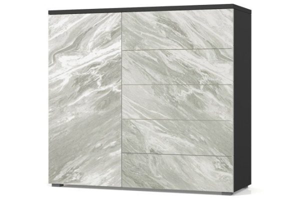 Chest of drawers Oscar Marble 125x109.2x44 cm, anthracite, statuary