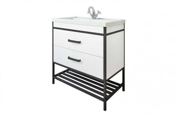 Vanity unit Sanflor Nord 55.8 cm, white matte, black moiré