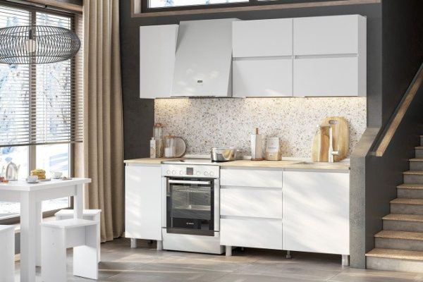 Kitchen set Tokyo 1.6 m 160x214.2x60 cm, frame color white textured, facade white textured