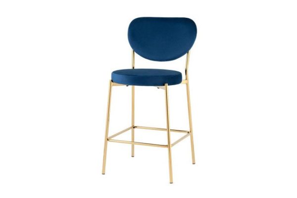 Half-bar chair Barbara 48x100x53 cm, upholstery color royal blue, legs gold