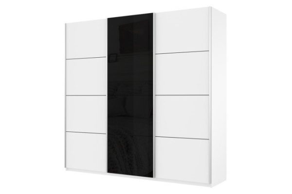 Sliding wardrobe 3-door Cors 180x230 cm, white snow, facade white snow, black