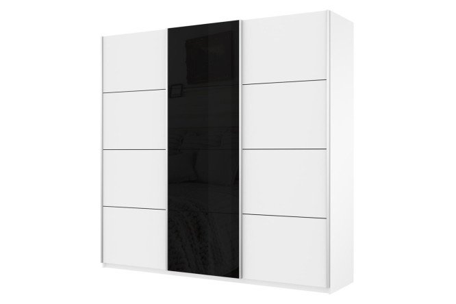 Sliding wardrobe 3-door Cors 180x230 cm, white snow, facade white snow, black