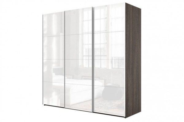 Sliding wardrobe 3-door Comet 240x240 cm wenge Mali, white glass facades