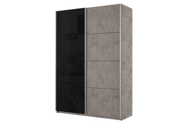 2-door wardrobe Cors 140x230 cm, light concrete, black
