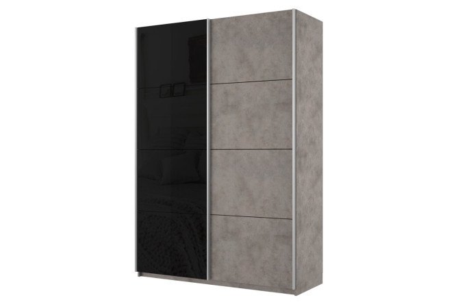 2-door wardrobe Cors 140x230 cm, light concrete, black