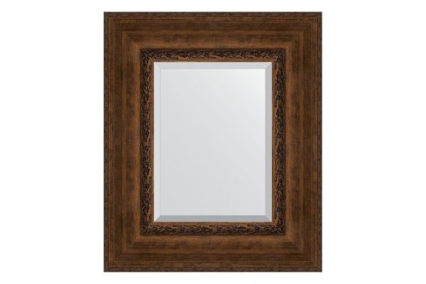 Wall mirror with bevel in a baguette frame EVOFORM BY 3377 aged bronze with ornament 52x62 cm